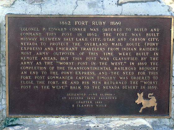Plate near the site of Fort Ruby